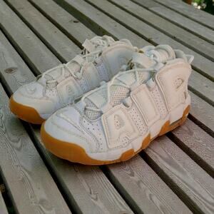 Nike Air More Uptempo Boys White Gum Bottom Sneakers - Size 7Y